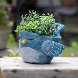 Bluebird Felt Plant Pot dZi Handmade