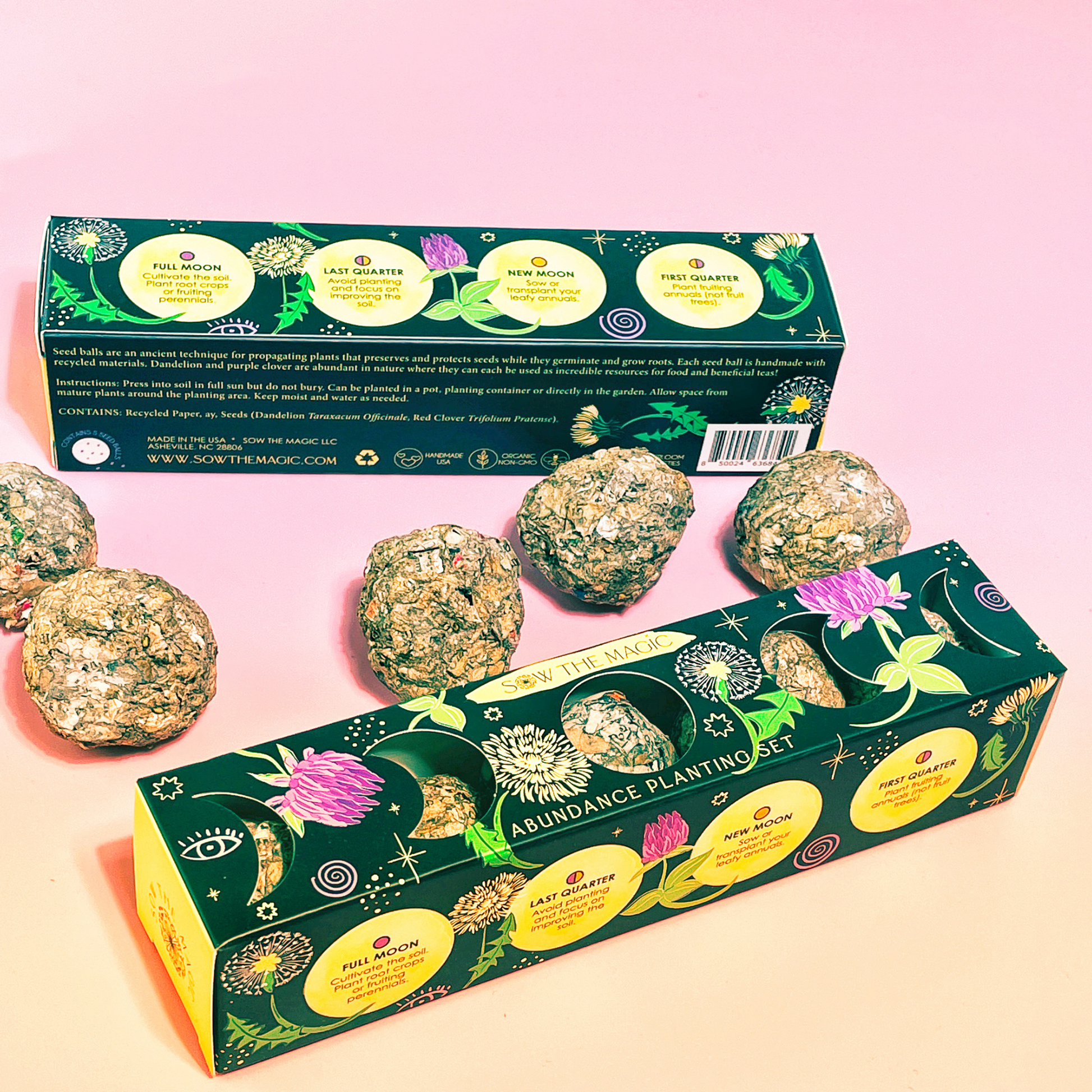Abundance Moon Phase Planting Set-Plantable Seed Balls-Gift For Plant Lover Sow the Magic