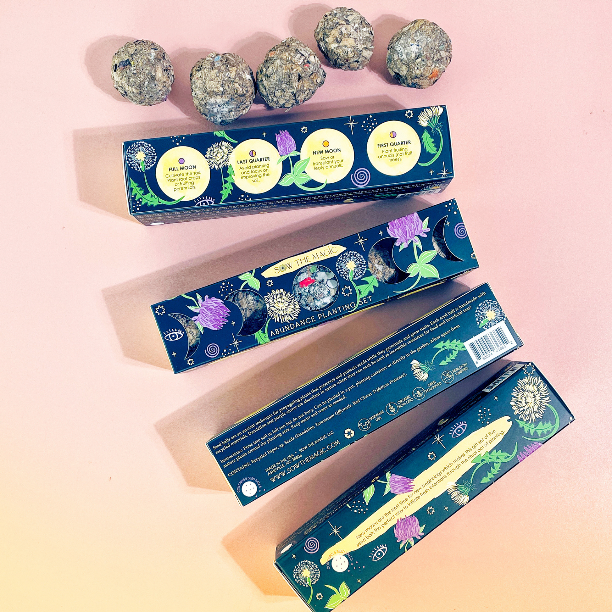 Abundance Moon Phase Planting Set-Plantable Seed Balls-Gift For Plant Lover Sow the Magic