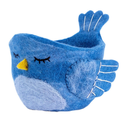 Bluebird Felt Plant Pot dZi Handmade