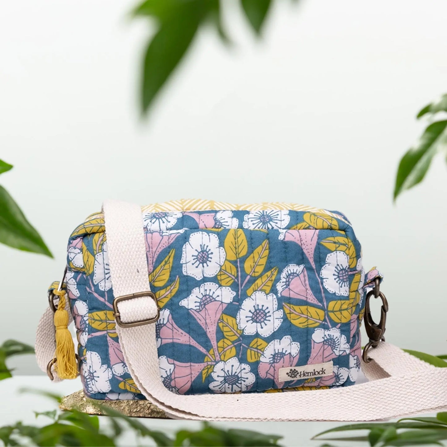 Boho Floral Bag Blue Crossbody Strap Hemlock Goods Purse