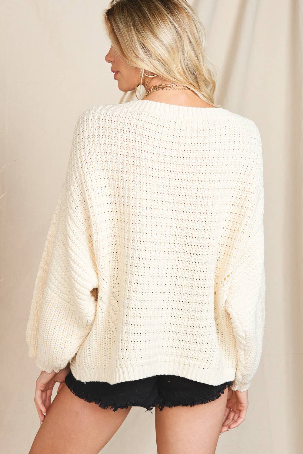 Loose fit Knit Sweater Drop Shoulder Knit 30706 Petal Dew