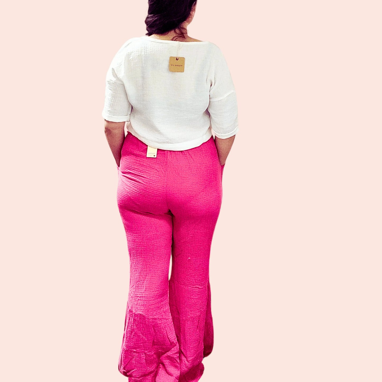 Pink Bell Bottom Pants| High-Rise, Stretchy, and Flattering Jodifl Pants