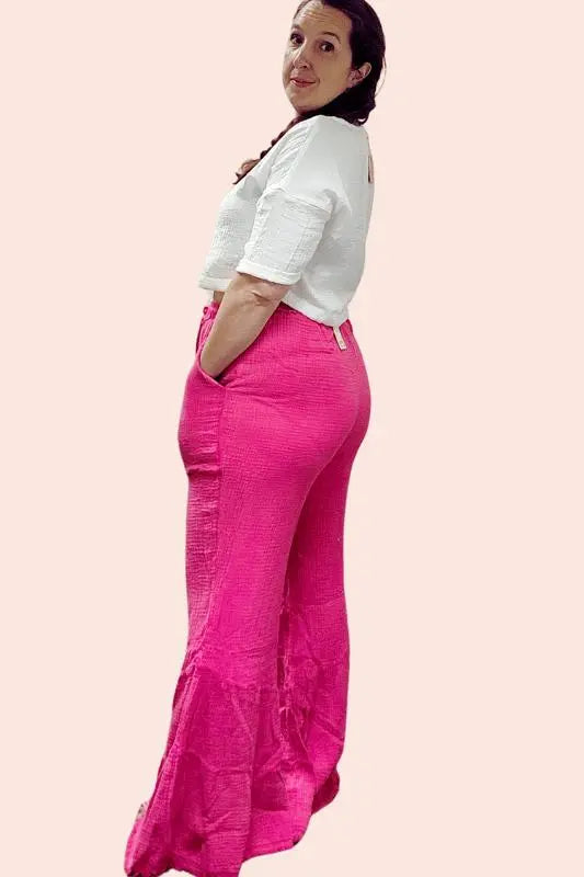 Pink Bell Bottom Pants| High-Rise, Stretchy, and Flattering Jodifl Pants