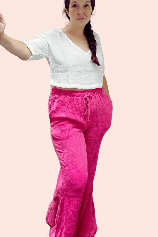 Pink Bell Bottom Pants| High-Rise, Stretchy, and Flattering Jodifl Pants