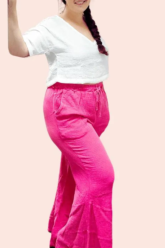 Pink Bell Bottom Pants| High-Rise, Stretchy, and Flattering Jodifl Pants