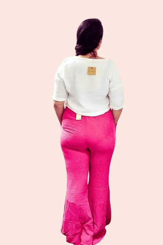 Pink Bell Bottom Pants| High-Rise, Stretchy, and Flattering Jodifl Pants