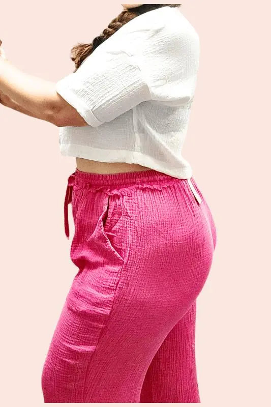 Pink Bell Bottom Pants| High-Rise, Stretchy, and Flattering Jodifl Pants