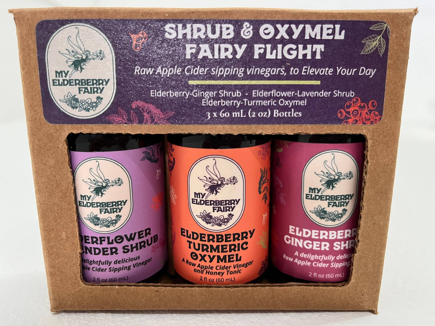 Shrub & Oxymel Fairy Flight - (Gift Pack - 3 x 2oz) My Elderberry Fairy
