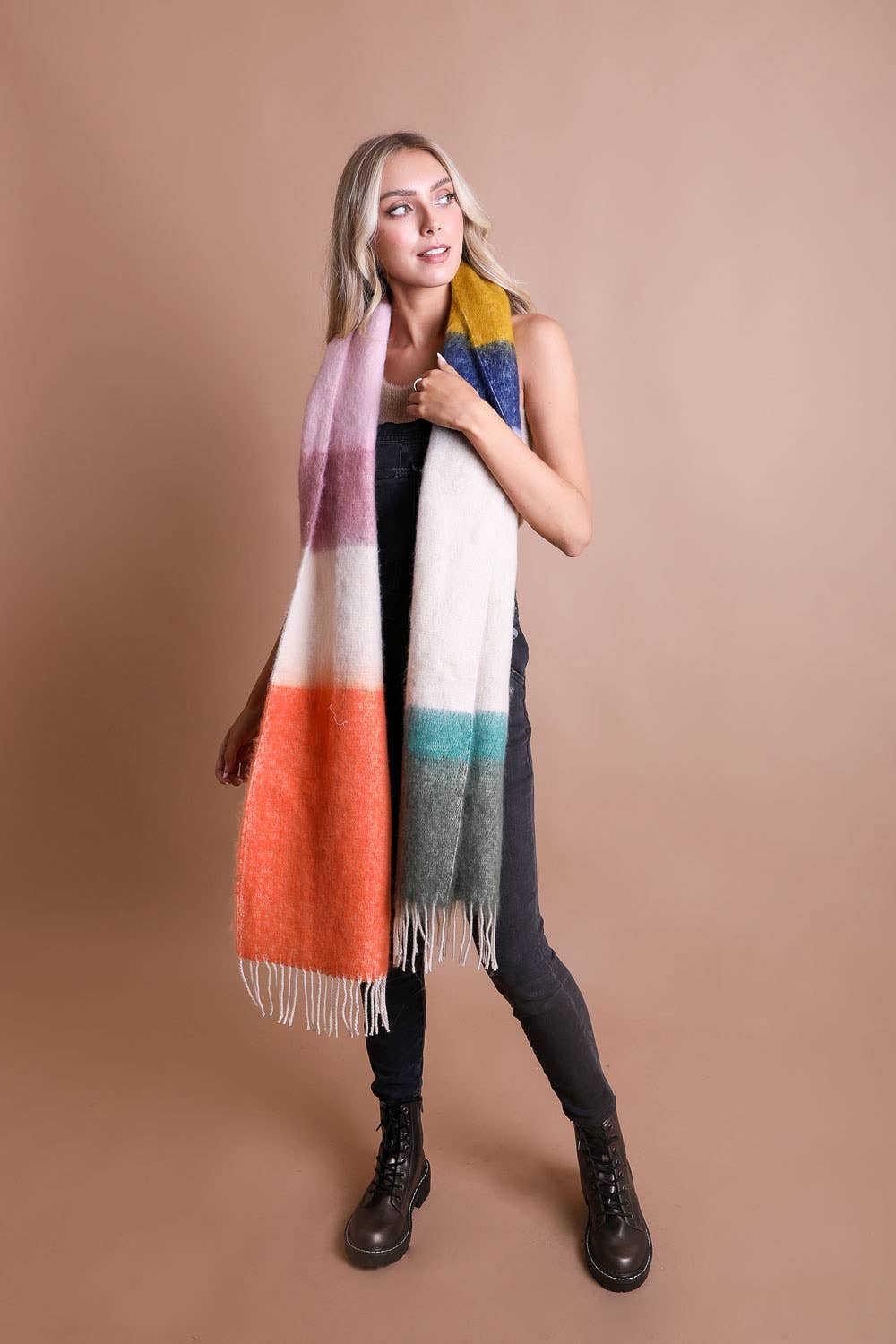 Winter Color Block Faux Mohair Scarf - Christmas 2024π Leto Accessories