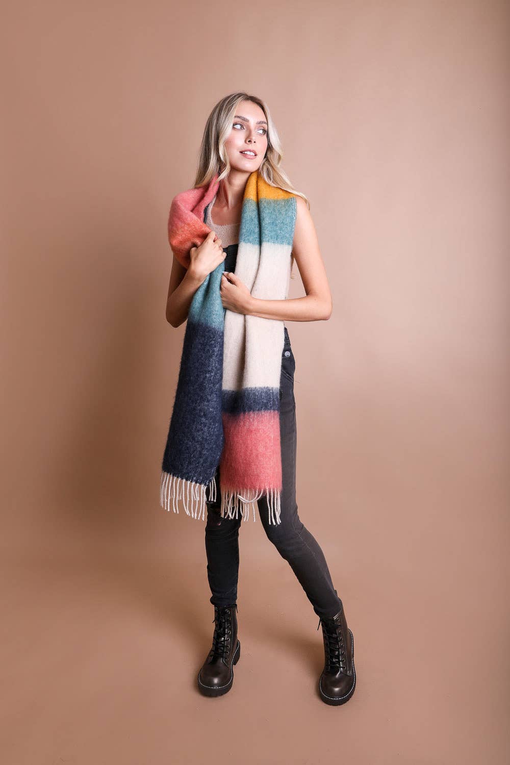 Winter Color Block Faux Mohair Scarf - Christmas 2024π Leto Accessories