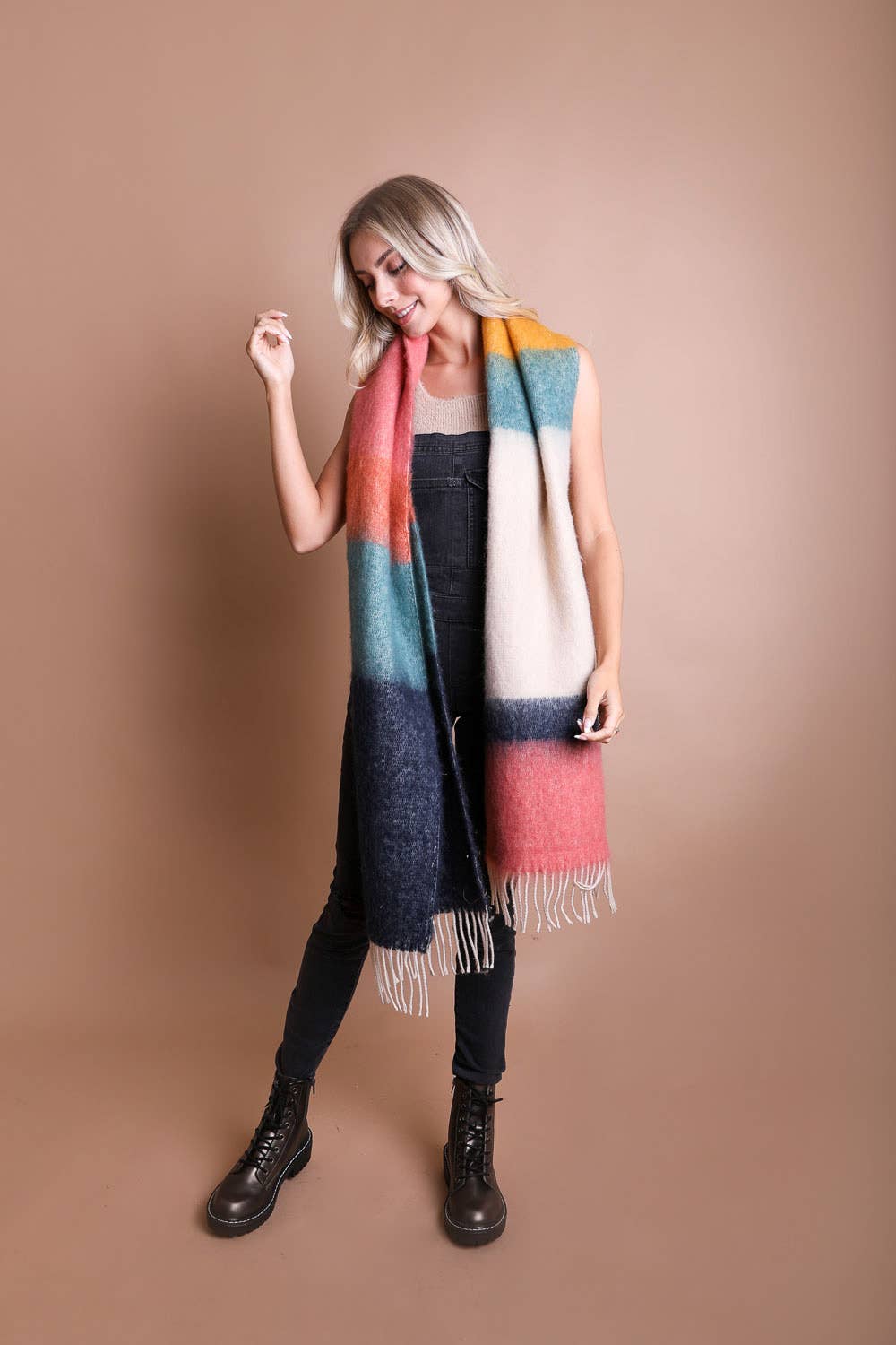 Winter Color Block Faux Mohair Scarf - Christmas 2024π Leto Accessories