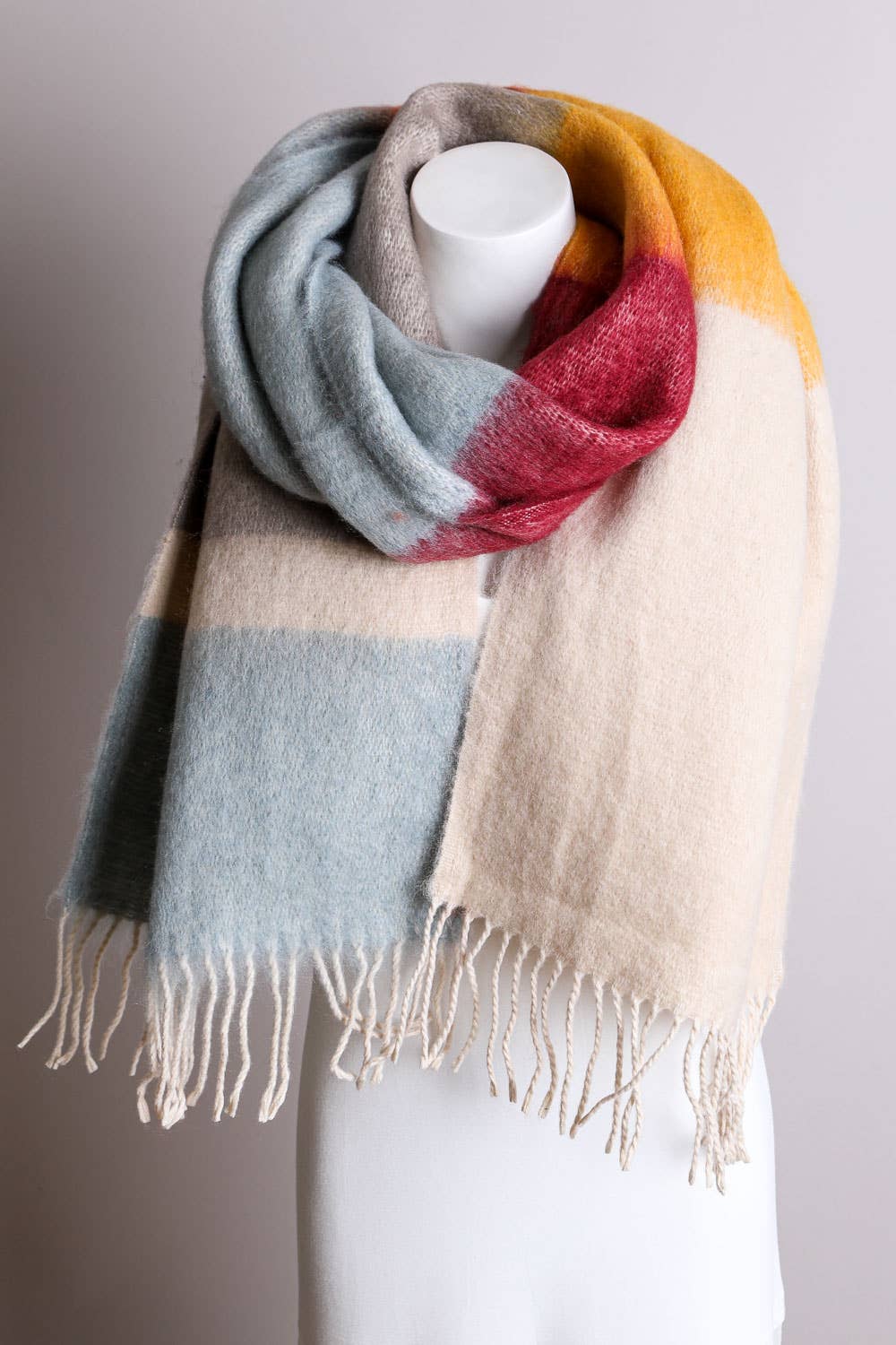 Winter Color Block Faux Mohair Scarf - Christmas 2024π Leto Accessories