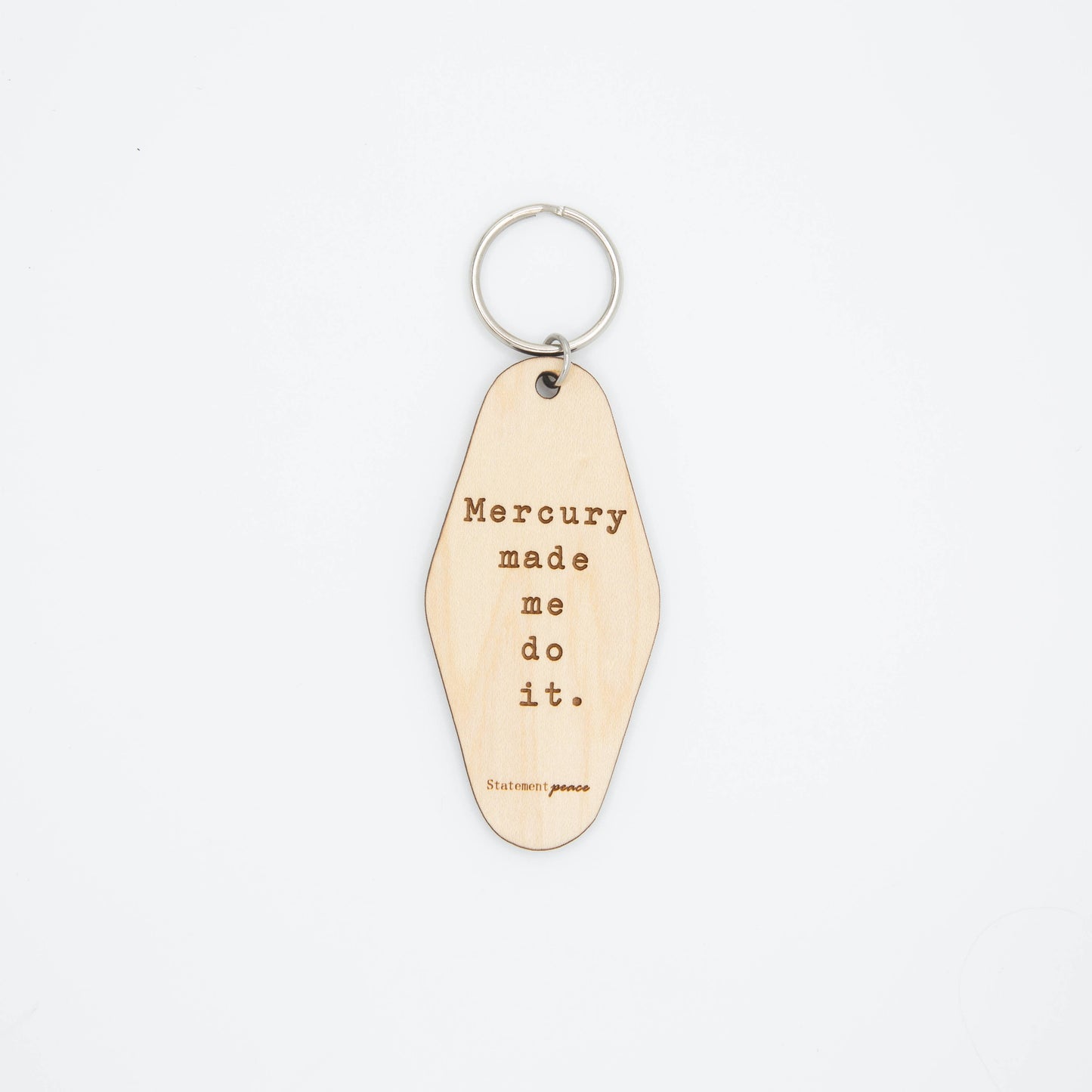 Wooden Retro Hotel Keychain Mercury Statement Peace