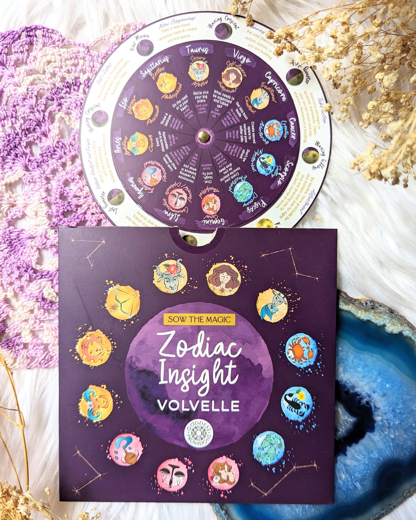 Zodiac Insight Volvelle - Moon Phase Reader, Moon Cycles Goddess Provisions