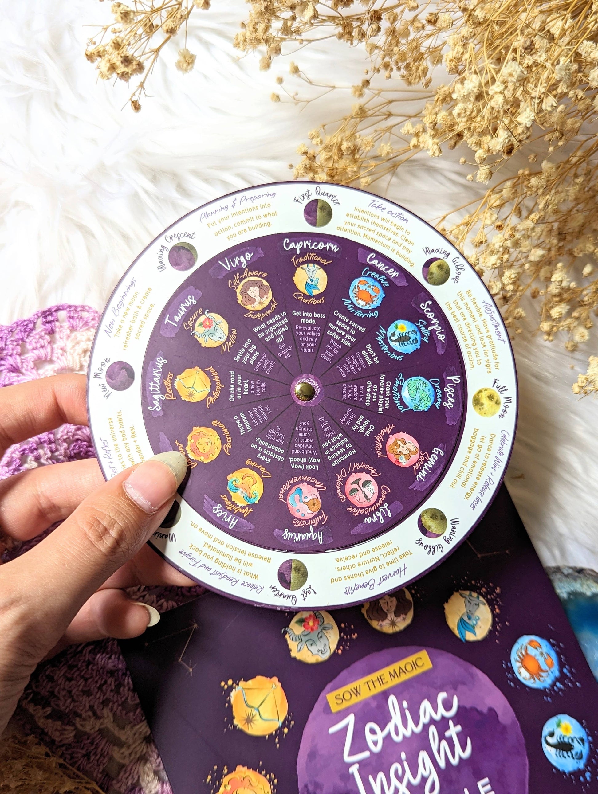 Zodiac Insight Volvelle - Moon Phase Reader, Moon Cycles Goddess Provisions