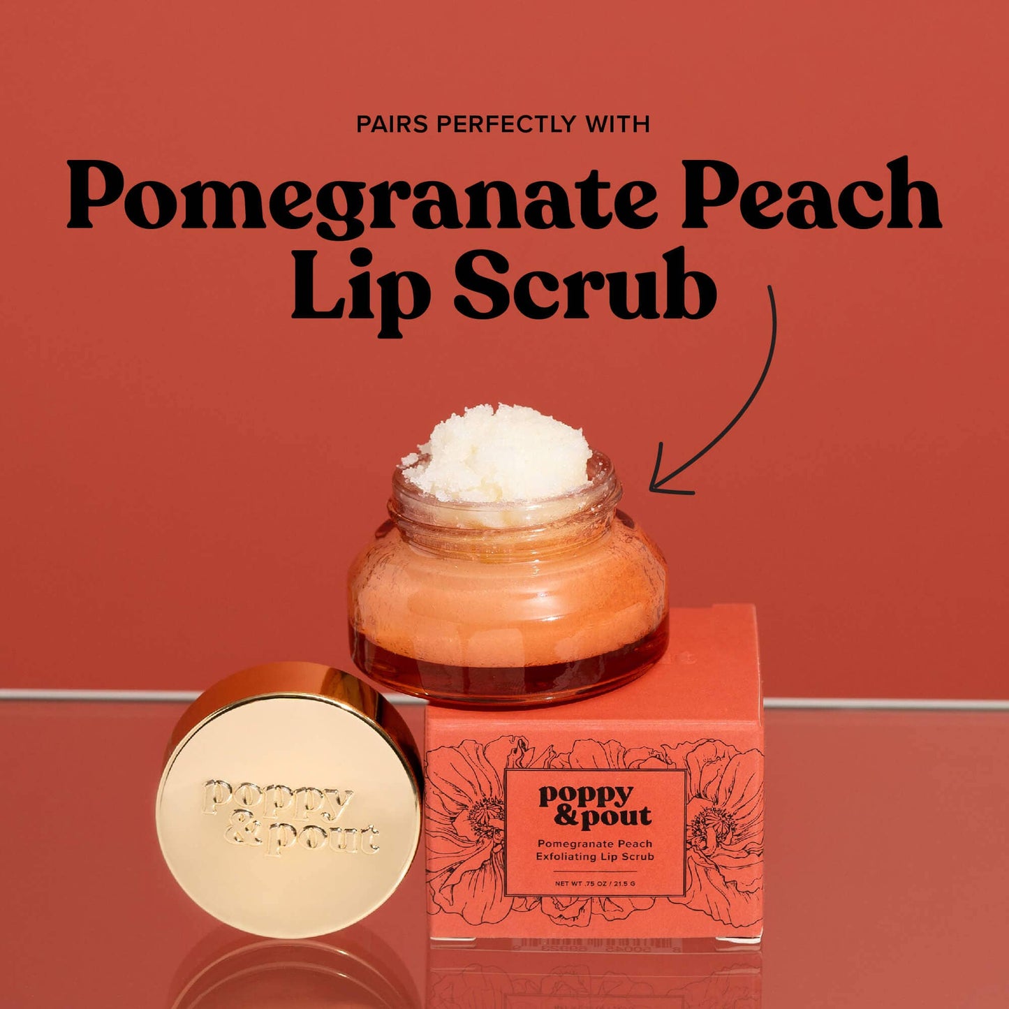 Poppy and Pout Lip Balm, Pomegranate Peach Flavor