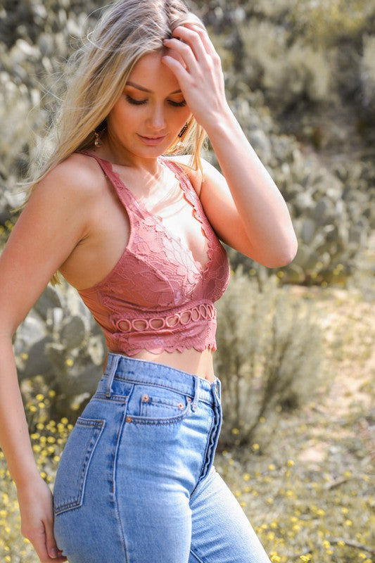 Pink Lace Crop Top Bralette Perfect For Boho Dresses & Jumpsuits shopedithchloe