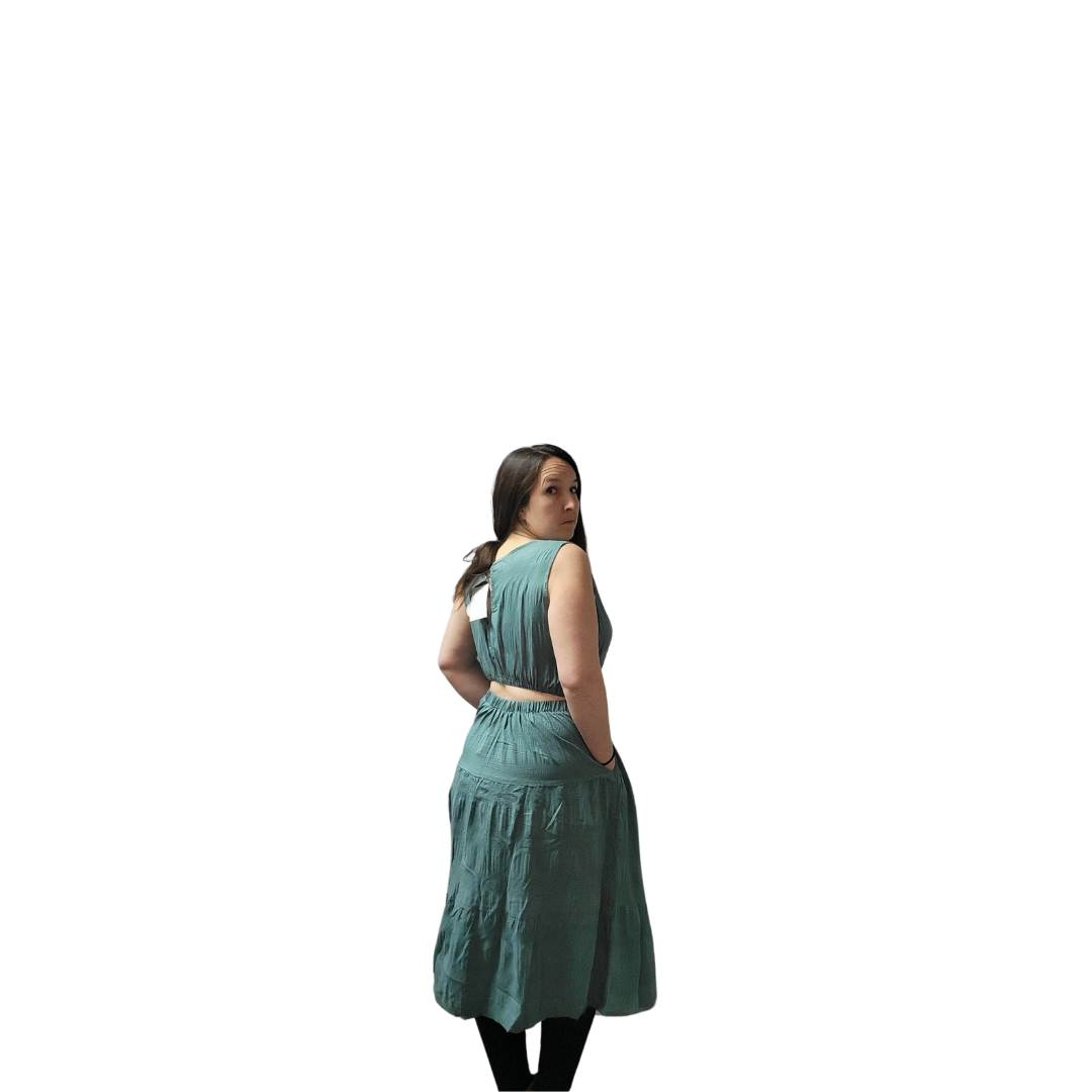 Jade Green Dress With Back Cutout Plus Size shopedithchloe