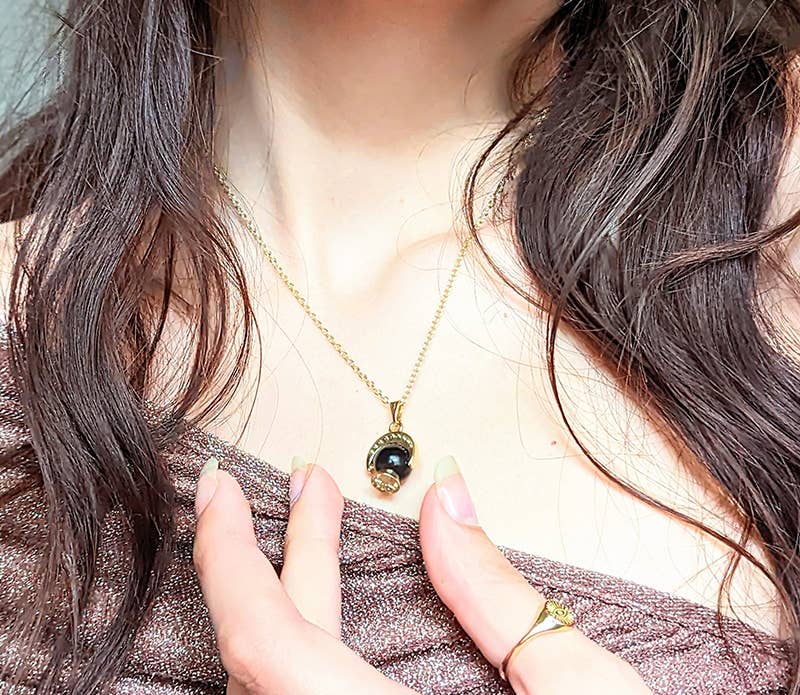 Crystal Ball Necklace - Magic Orb, Obsidian, Witchy charm Goddess Provisions