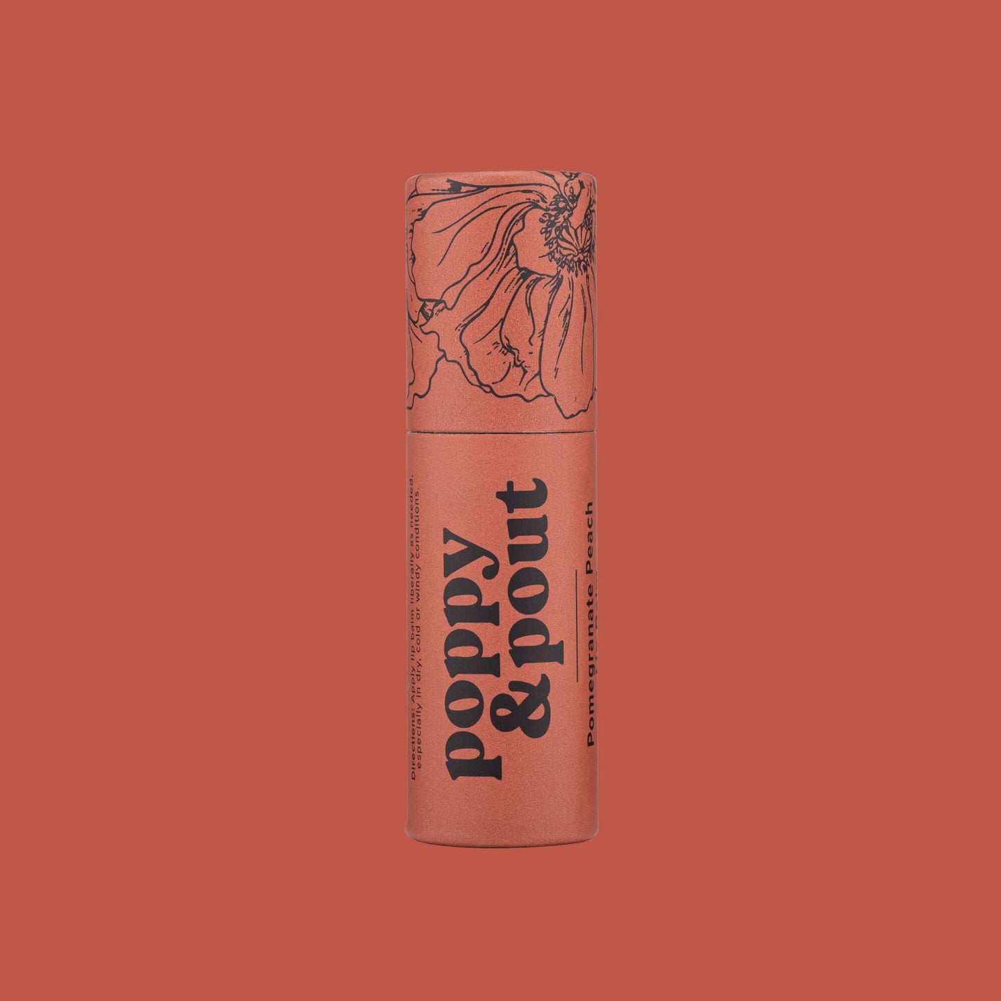 Poppy and Pout Lip Balm, Pomegranate Peach Flavor