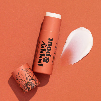 Poppy and Pout Lip Balm, Pomegranate Peach Flavor