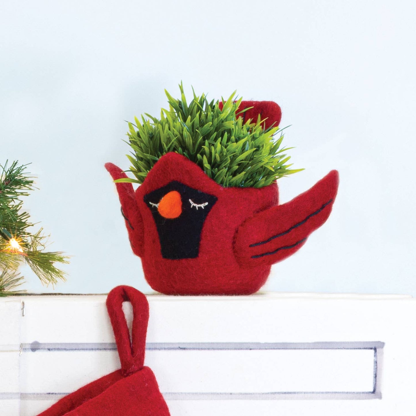 Cardinal Felt Plant Pot dZi Handmade