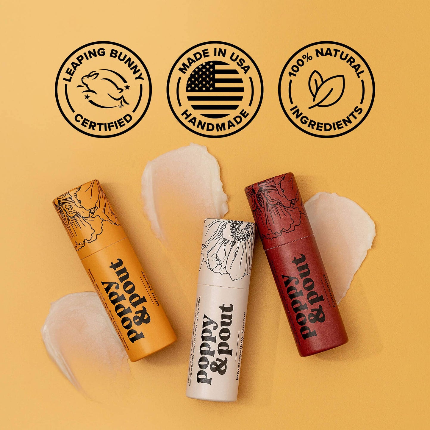 Poppy and Pout Lip Balm, Wild Honey Flavor