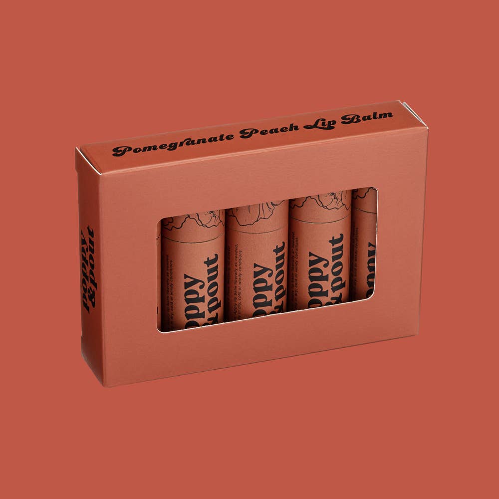 Poppy and Pout Lip Balm, Pomegranate Peach Flavor