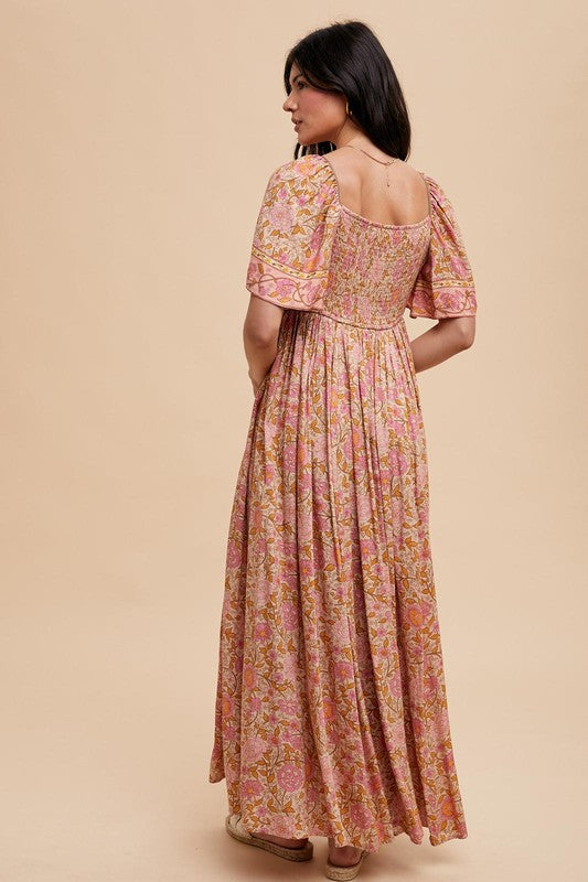 The Susie Bohemian Goddess Dress In Soft Floral Bohemian Print shopedithchloe