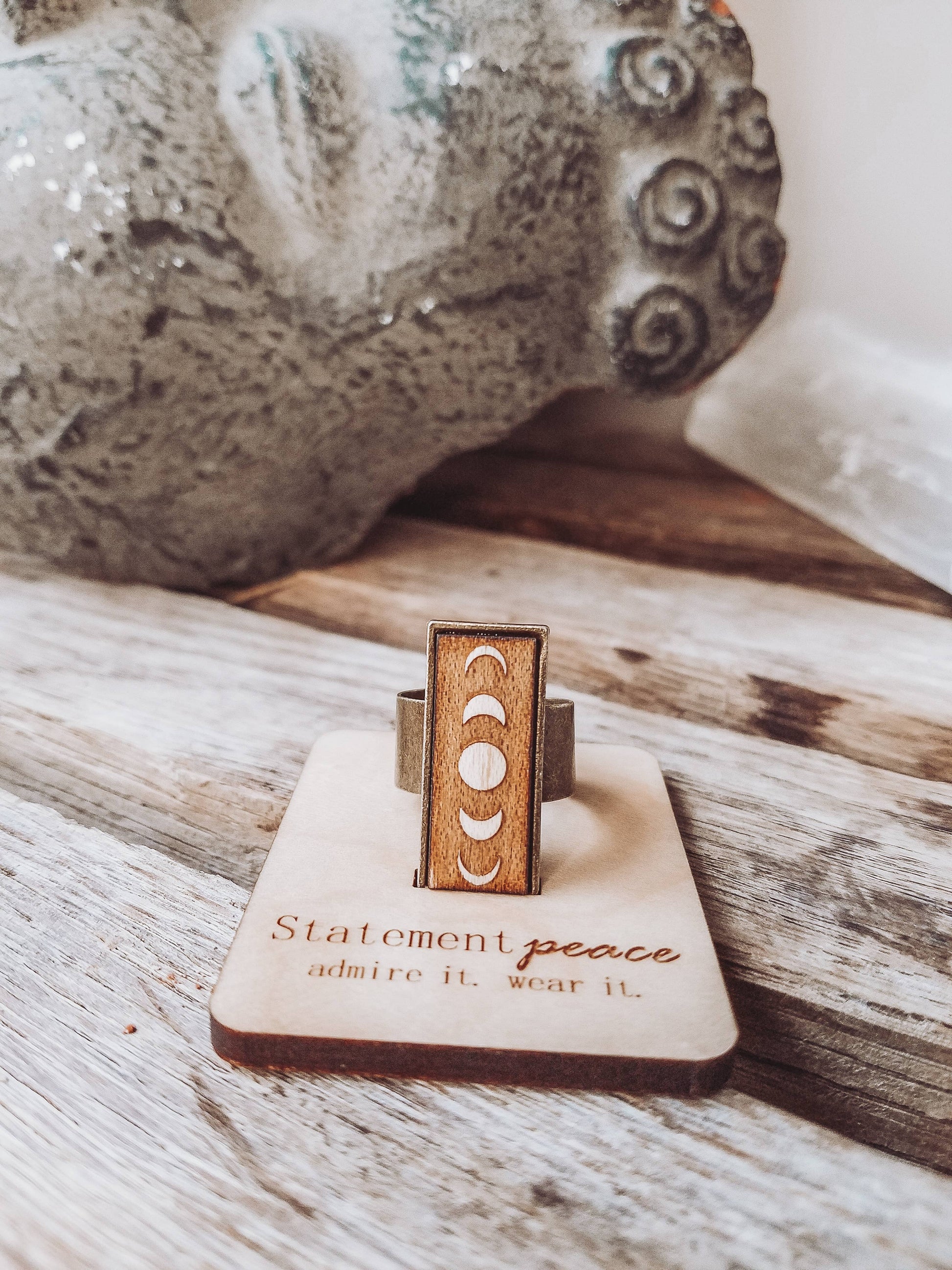 Moon Phase Ring Statement Peace