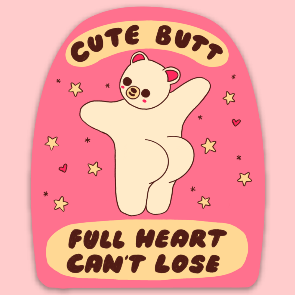 Cute Butt, Full Heart Sticker Tender Ghost