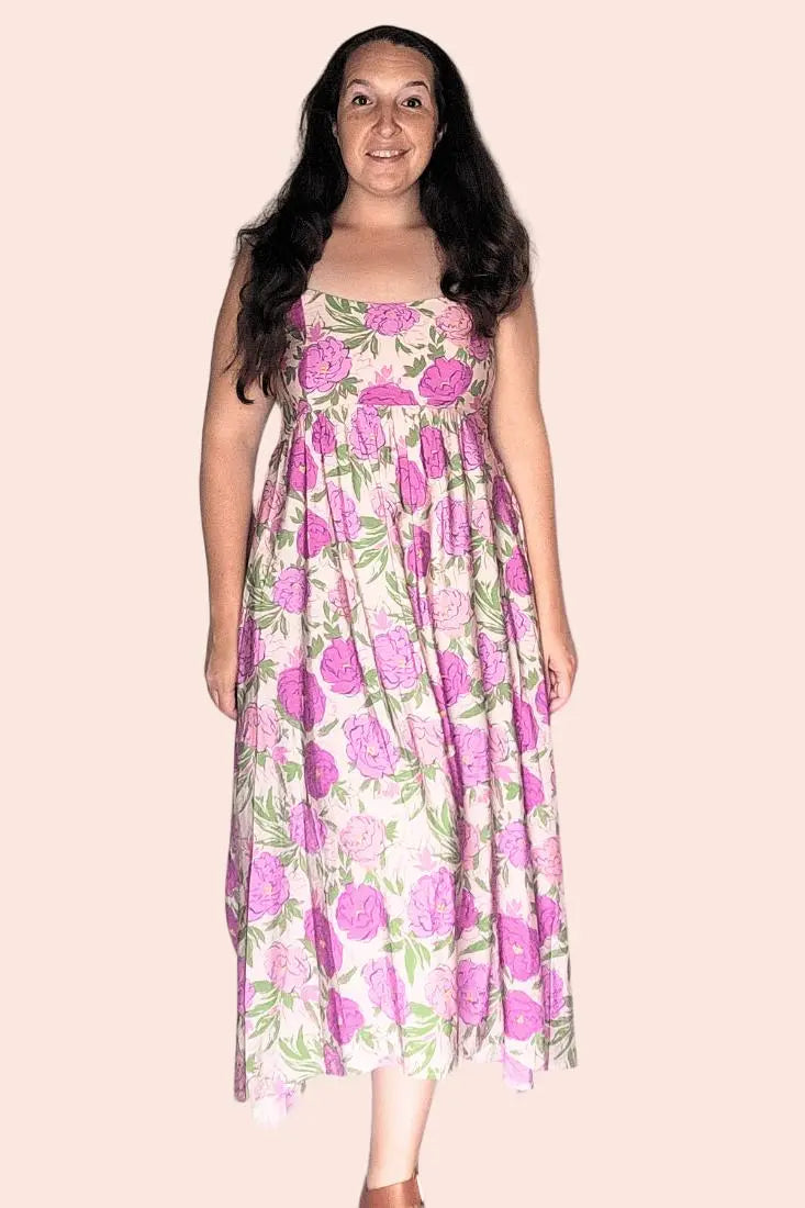 Dress With Roses Pink Floral Formal Maxi Wedding Guest Dress shopedithchloe Clothing