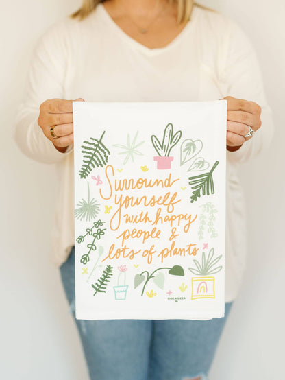 Happy People & Lots of Plants - Flour Sack Towel | Garden Doe A Deer