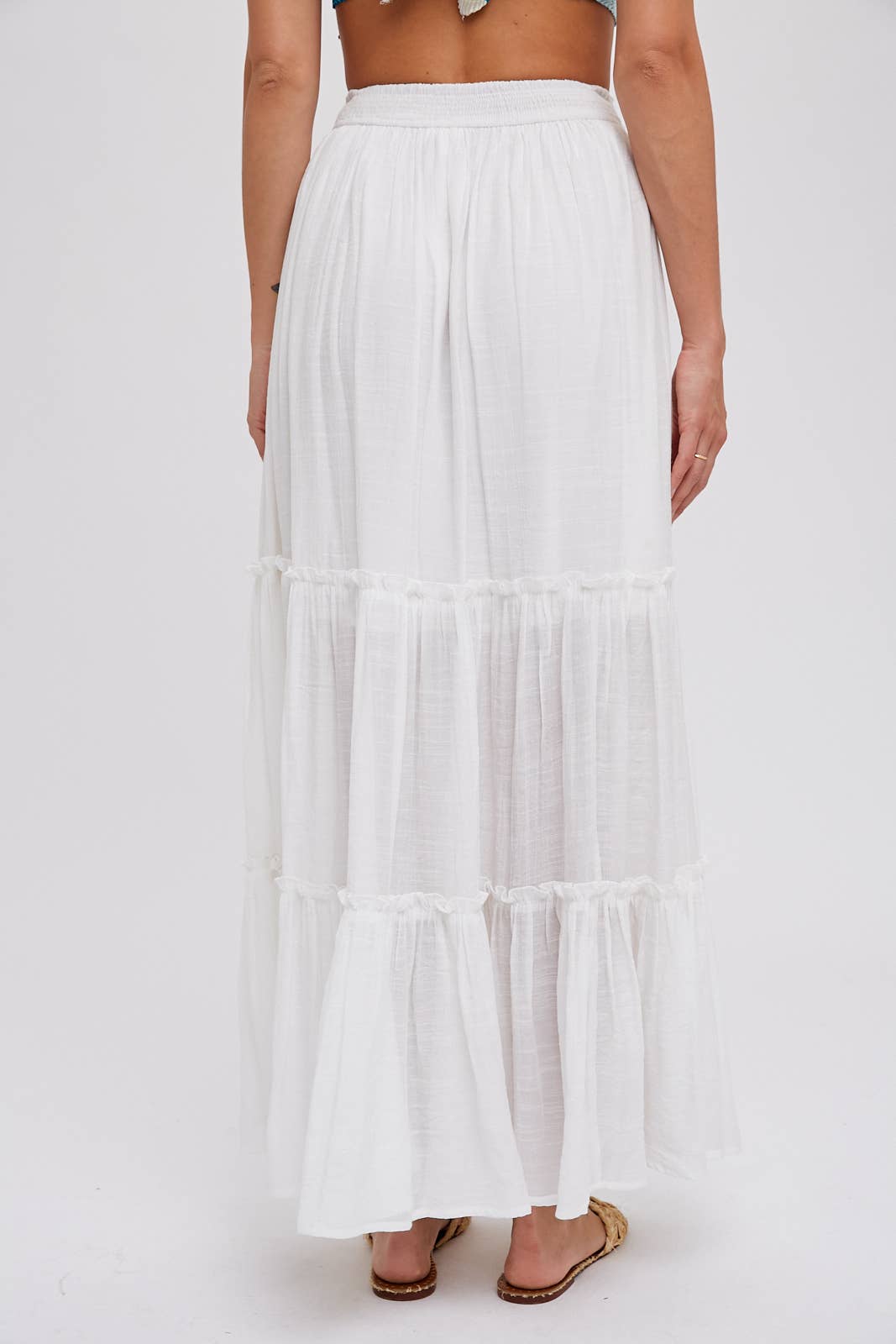 TIERED RUFFLE FLOWY MAXI SKIRT: ASH / L Bluivy