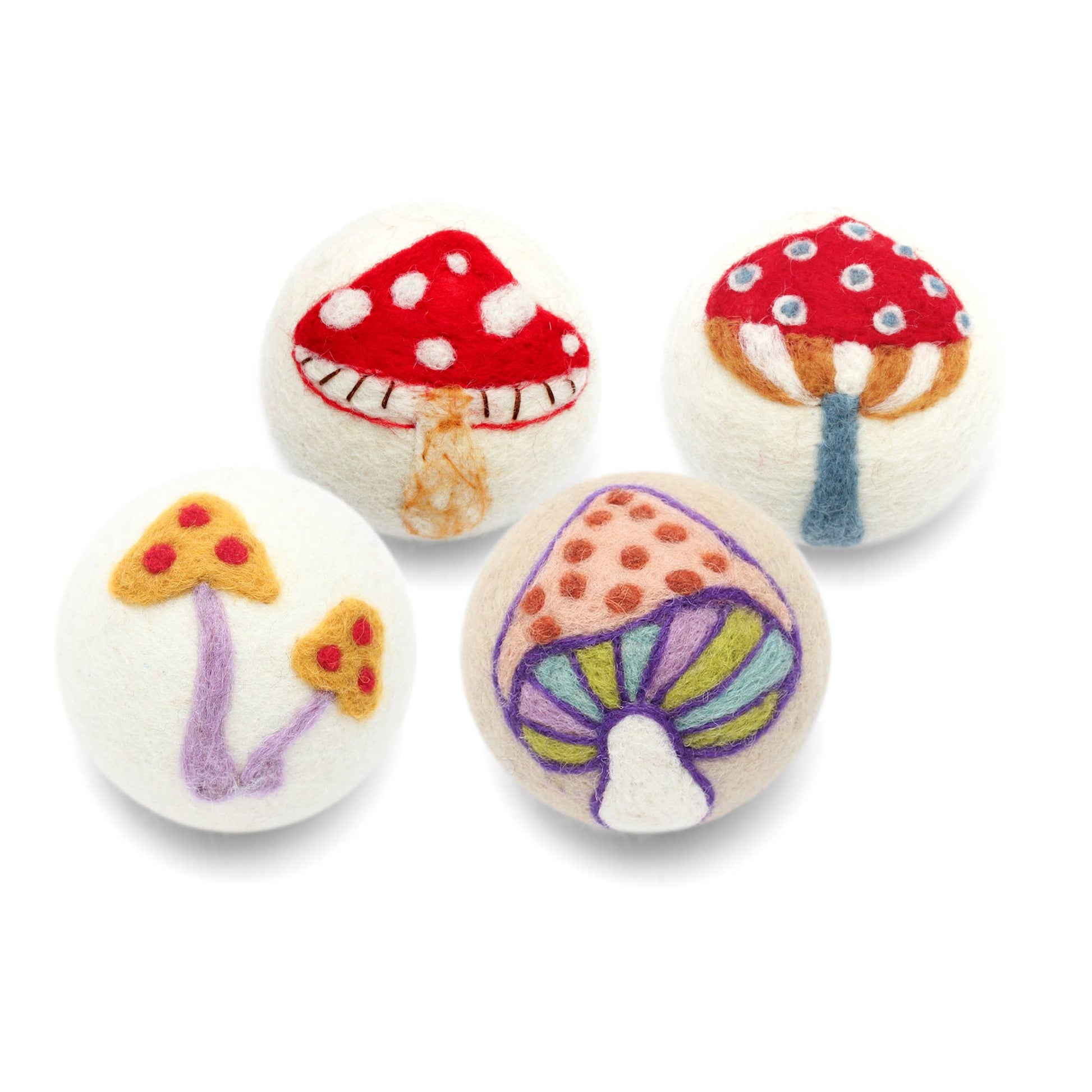 Mushrooms - Eco Wool Dryer Balls - Fair-Trade: Colorful Mushroom Ethical Global