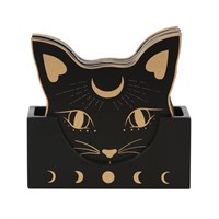 Mystical Mog Cat Face Drink Coasters-Spiritual Gift shopedithchloe