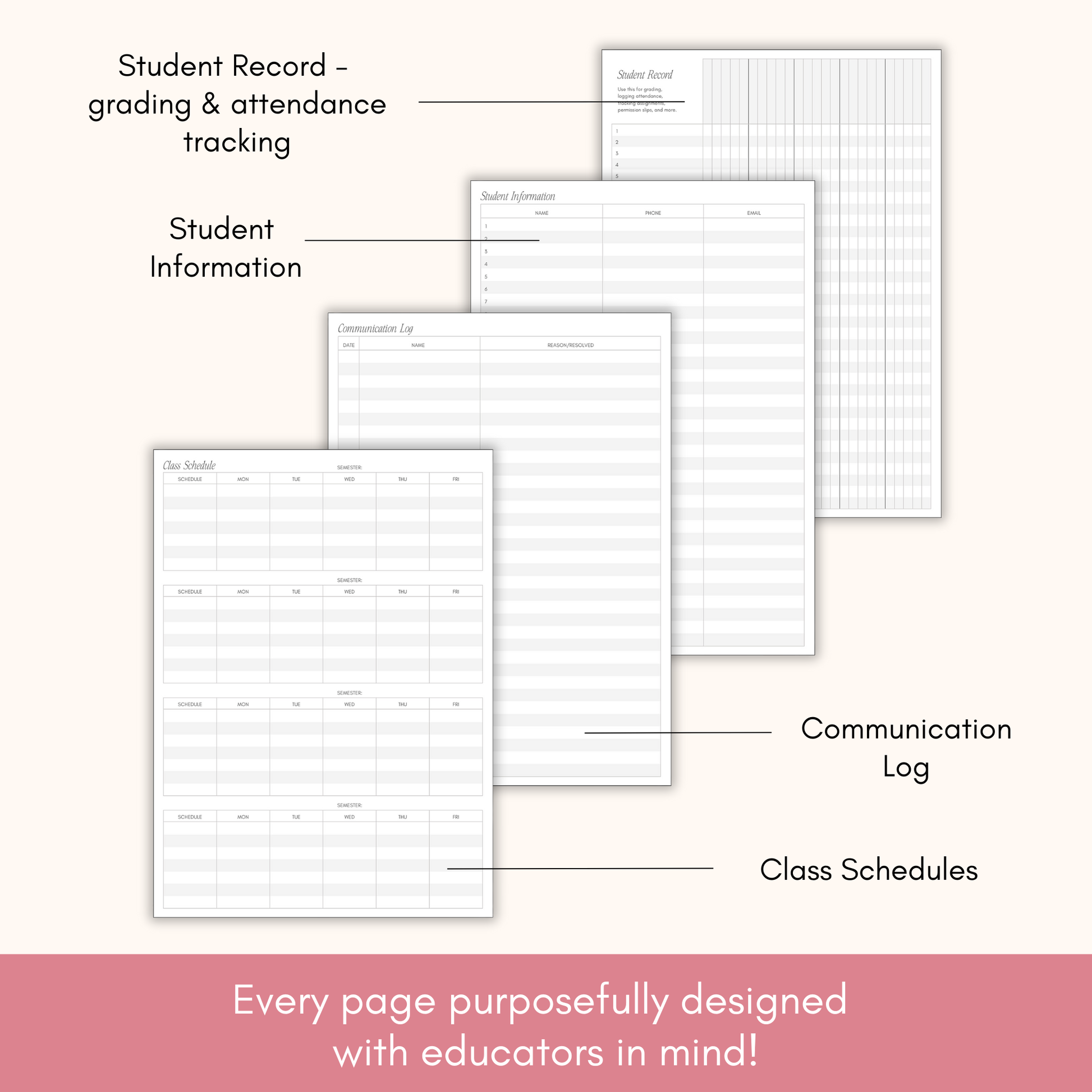 Teacher Planner - Undated Monthly & Weekly Lesson Planner: Pink Lamare