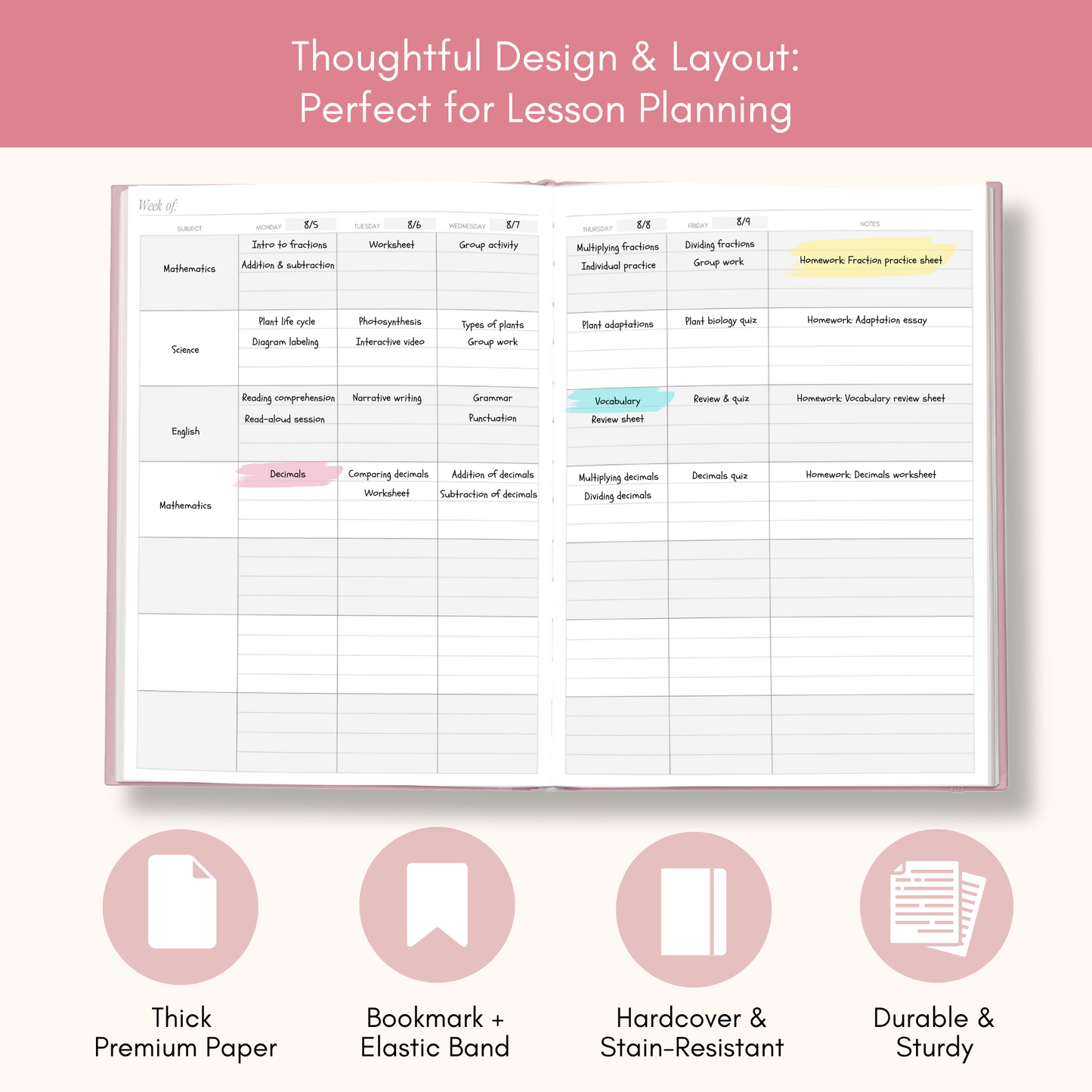 Teacher Planner - Undated Monthly & Weekly Lesson Planner Inside Calendar View