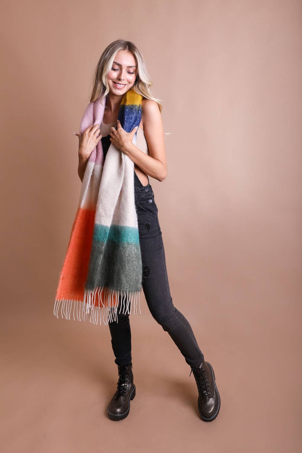 Winter Color Block Faux Mohair Scarf - Christmas 2024🎄 Leto Accessories