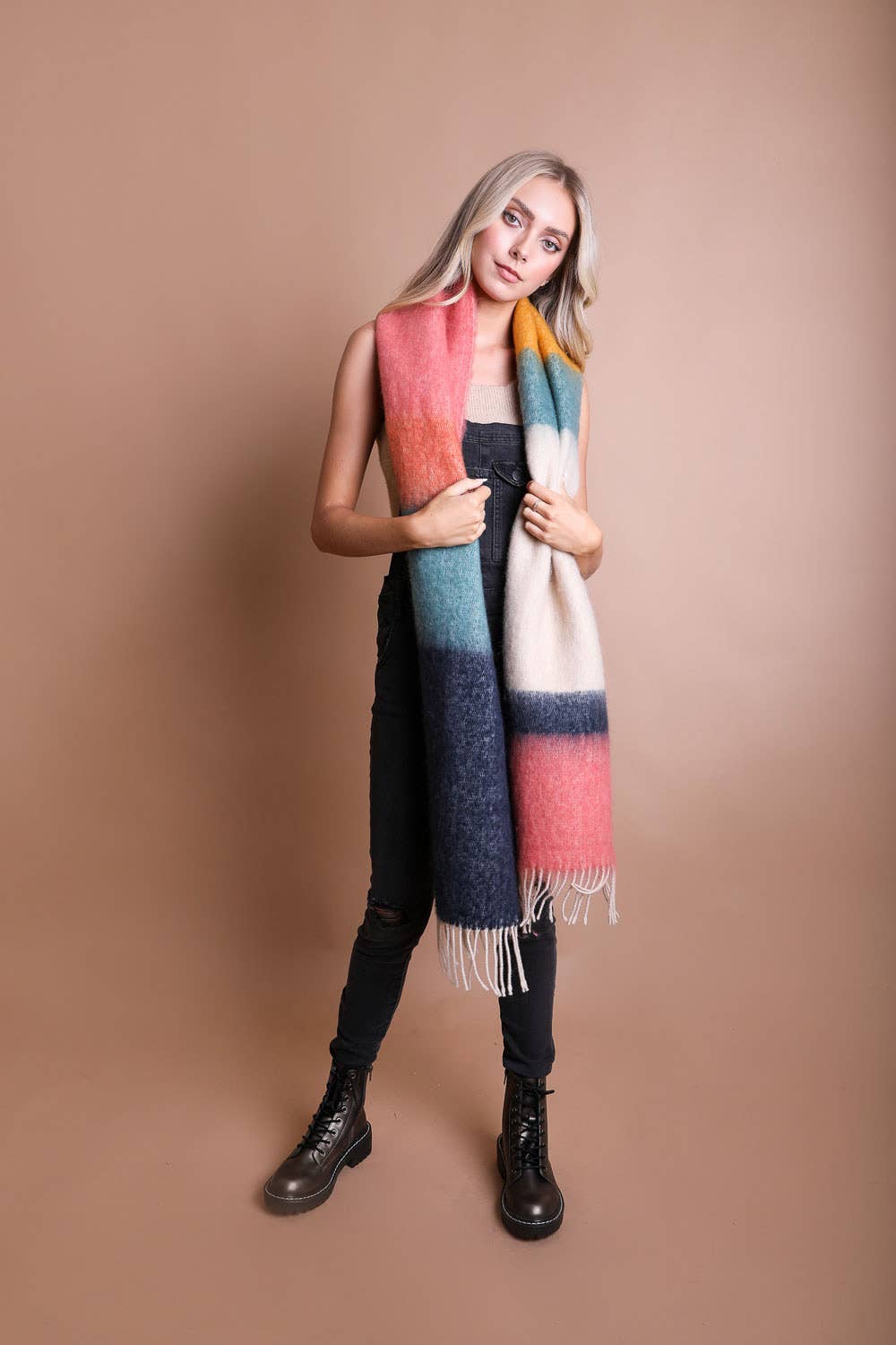 Winter Color Block Faux Mohair Scarf - Christmas 2024🎄 Leto Accessories