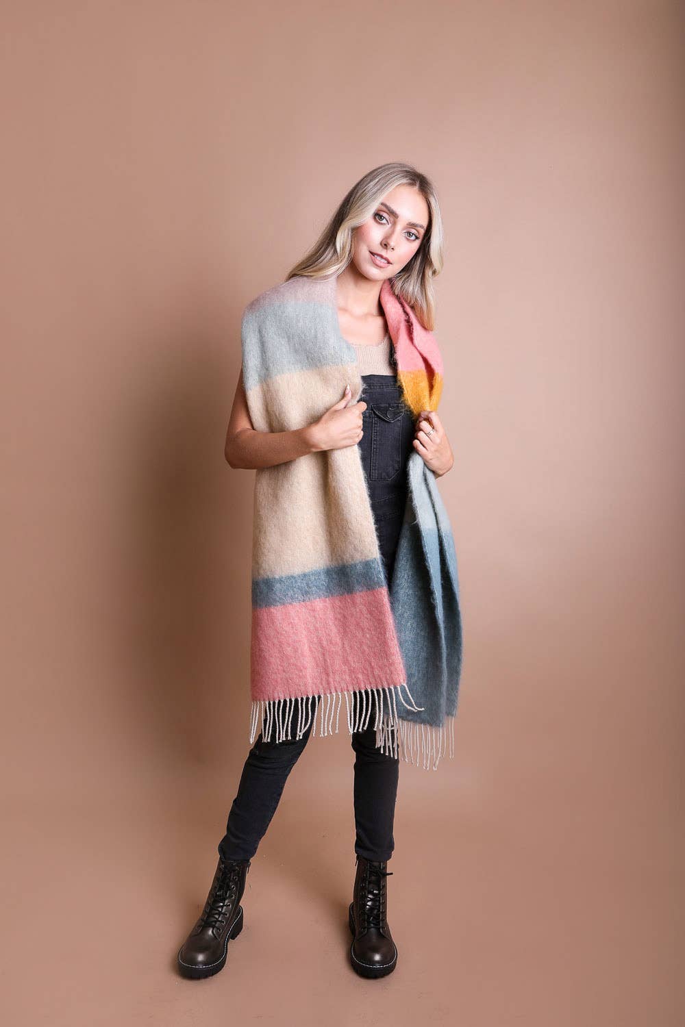 Winter Color Block Faux Mohair Scarf - Christmas 2024🎄 Leto Accessories