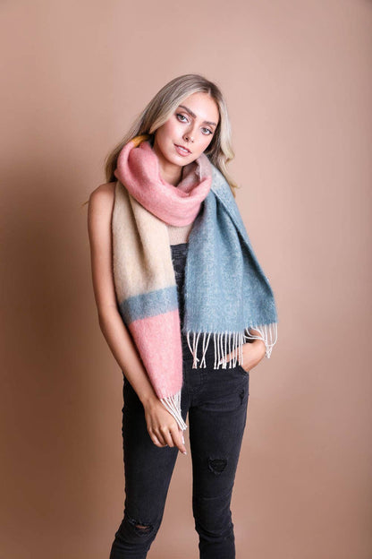 Winter Color Block Faux Mohair Scarf - Christmas 2024🎄 Leto Accessories
