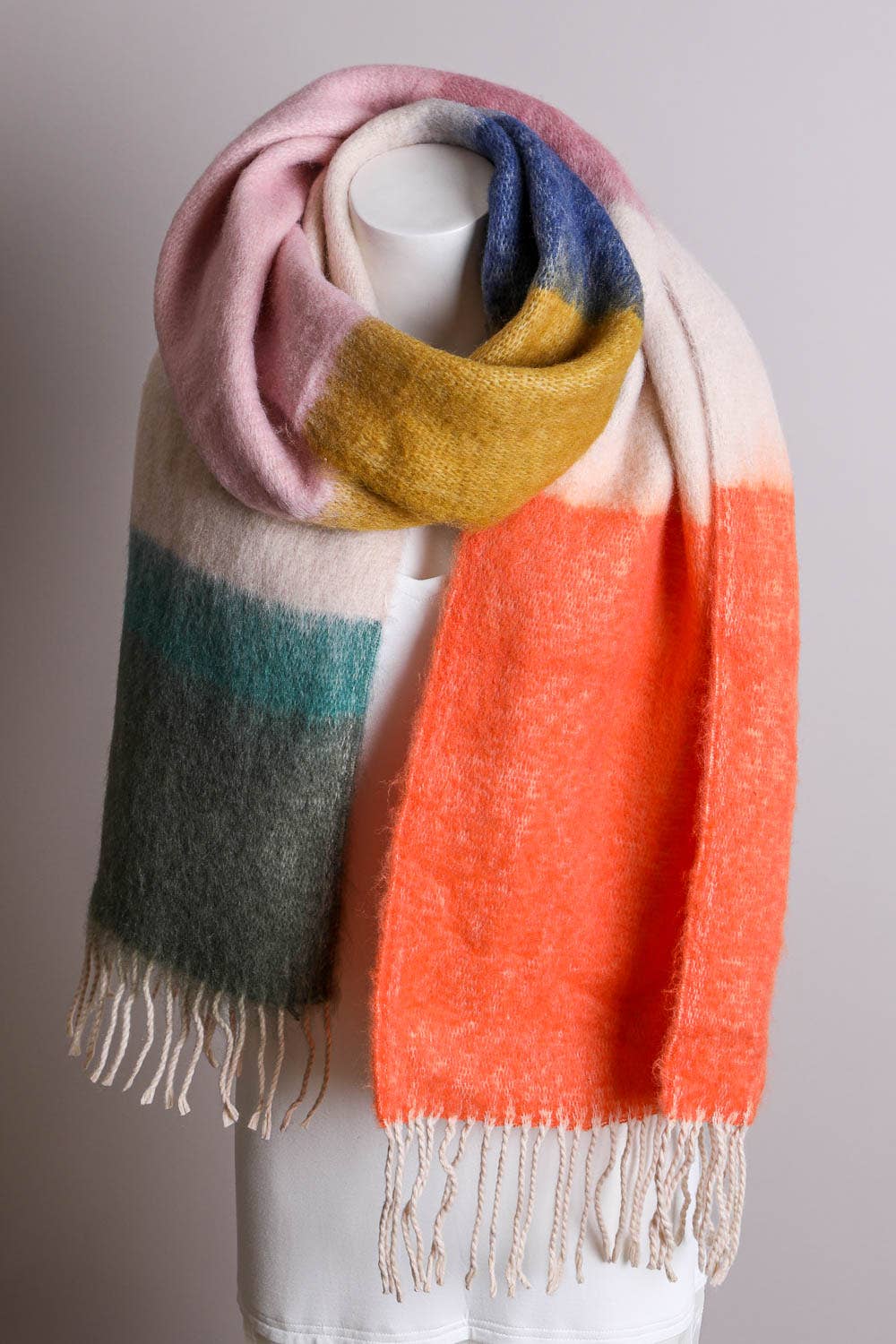 Winter Color Block Faux Mohair Scarf - Christmas 2024🎄 Leto Accessories