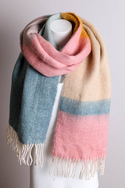 Winter Color Block Faux Mohair Scarf - Christmas 2024🎄 Leto Accessories