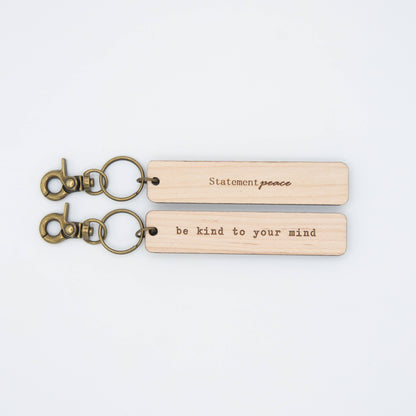 Wooden Be Kind Keychain Statement Peace