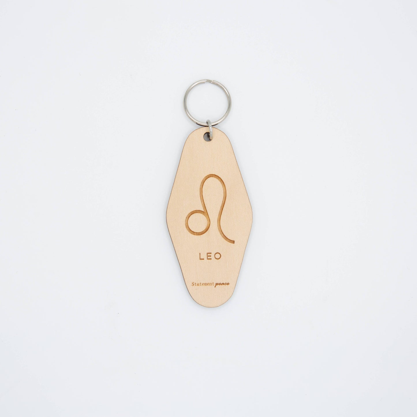 Wooden Retro Hotel Zodiac Keychain Set Horoscope Statement Peace