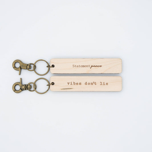 Wooden Vibes Stick Keychain Statement Peace