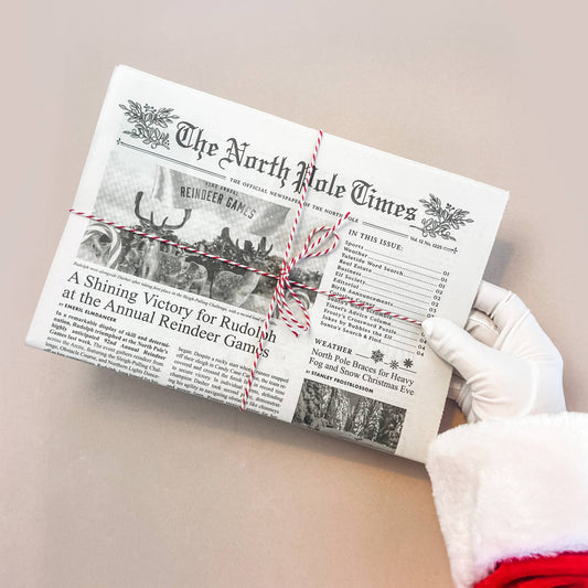 North Pole Times Newspaper - Holiday Gift Wrap + Activity Inklings Paperie