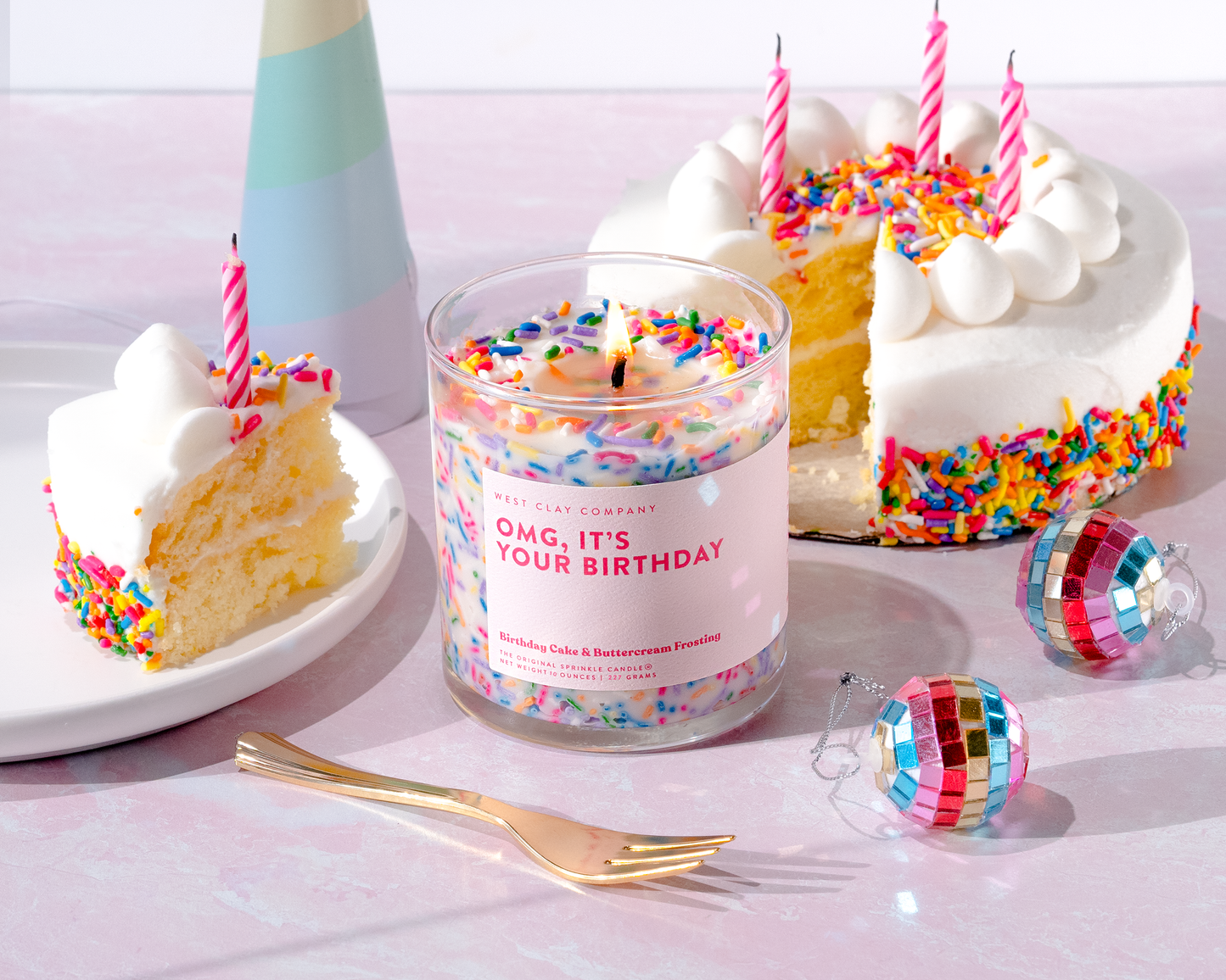 BIRTHDAY SPRINKLE CANDLE Vanilla Buttercream Sprinkles Cake